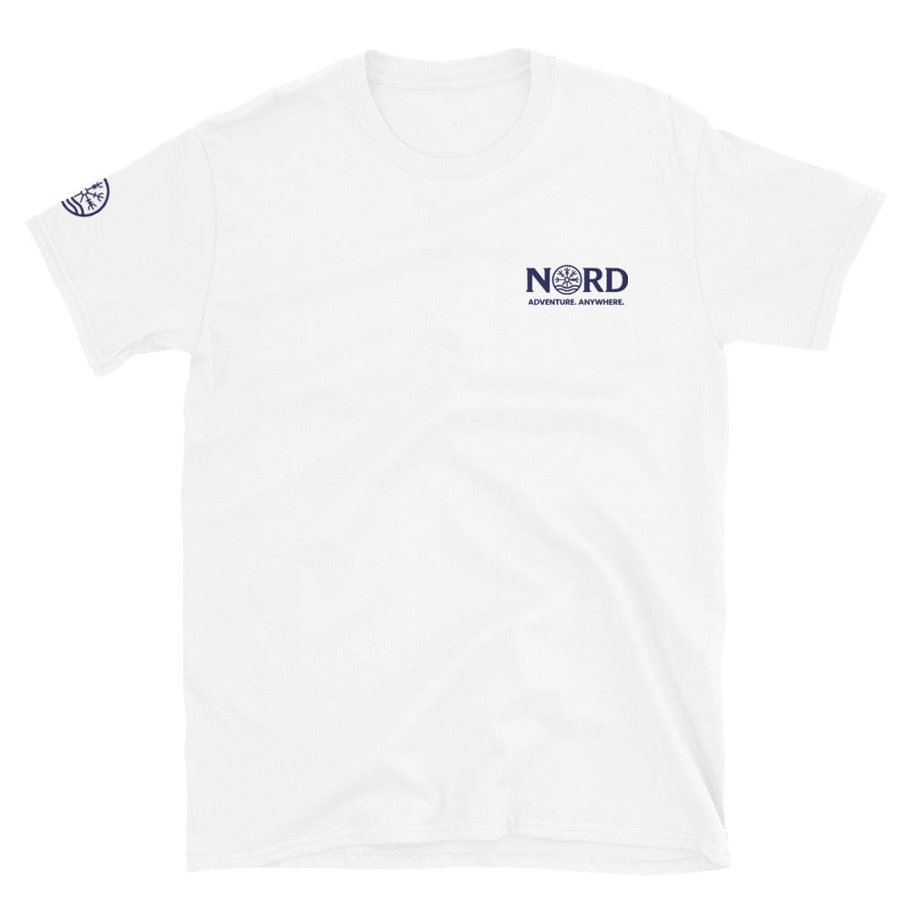 Nord Dokkalfar white adventure T-shirt with embroidered logo – front view