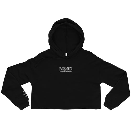 Nord Freyja black crop hoodie with embroidered logo – front view