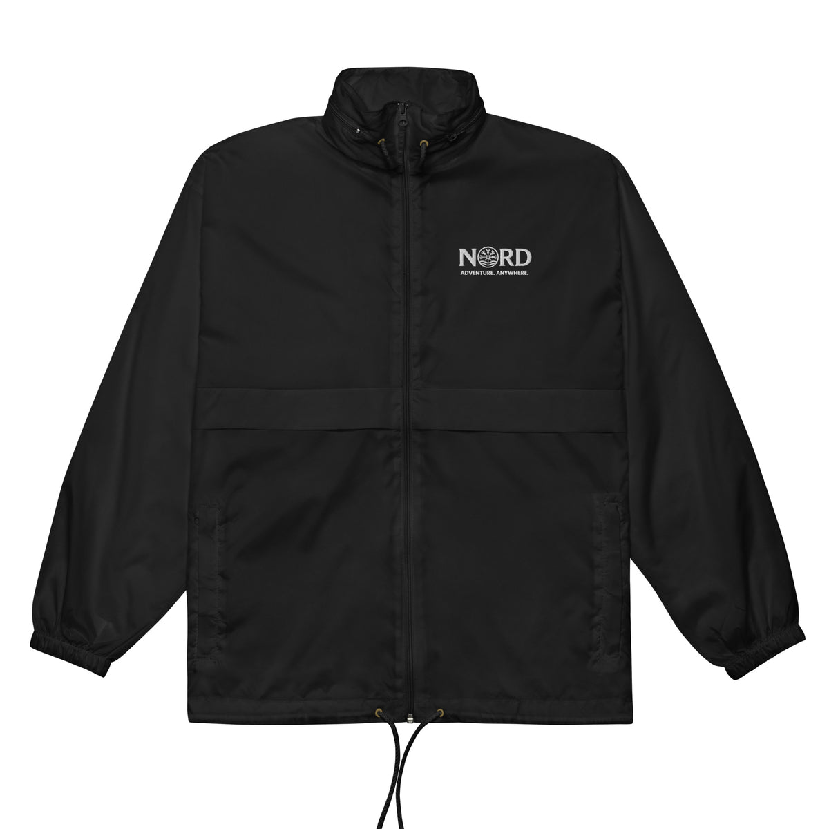 Nord Hilf windbreaker jacket in black, lightweight outdoor jacket with Nord branding