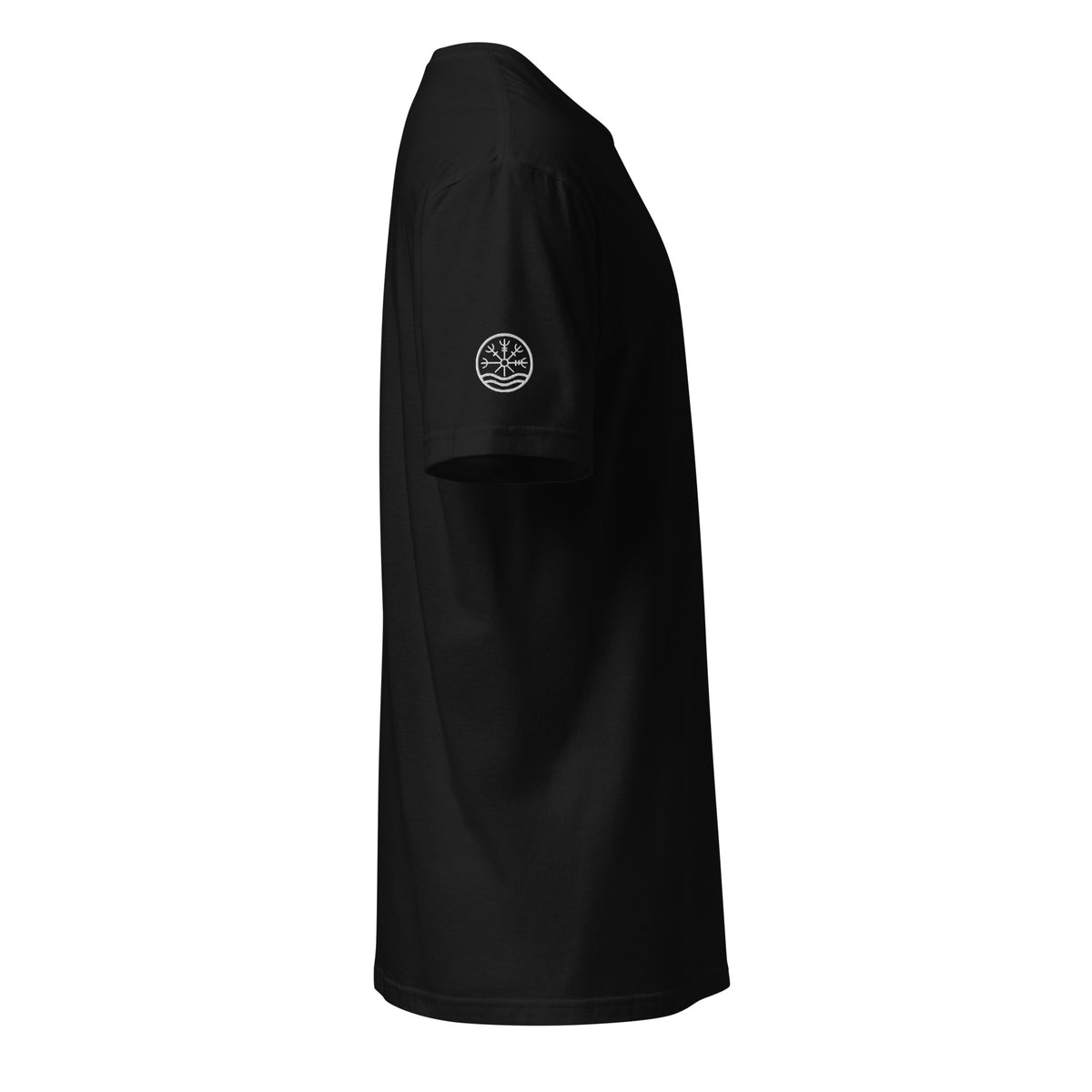 Nord Ljosalfar black adventure T-shirt with embroidered logo – side view