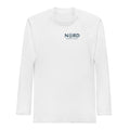 Nord Ran white unisex performance rashguard with logo – front view