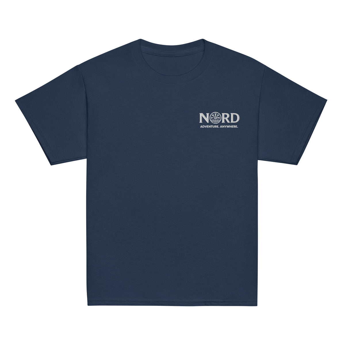 Nord Raven Youth T-Shirt in navy – front view with embroidered Nord branding