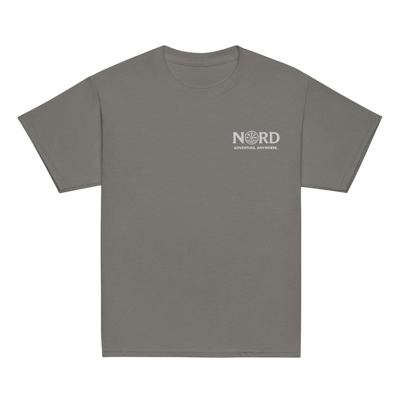 Nord Raven Youth T-Shirt in charcoal – front view with embroidered Nord branding