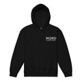 Nord Raven youth black heavy blend hoodie with embroidered logo – front view