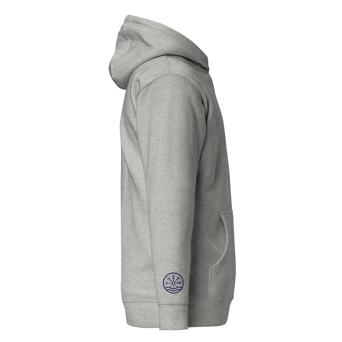 Nord Solrun unisex carbon grey hoodie with embroidered logo – side view