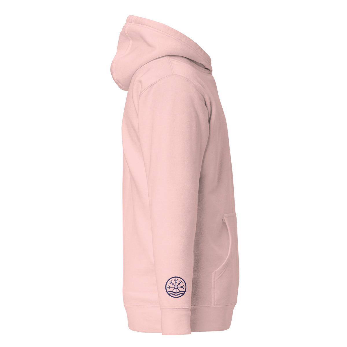 Nord Solrun unisex light pink hoodie with embroidered logo – side view