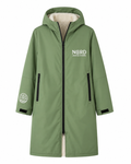 Nord Ullr Expedition changing robe in sage green with cream fleece lining, front zip, zipped pockets and Nord embroidered branding