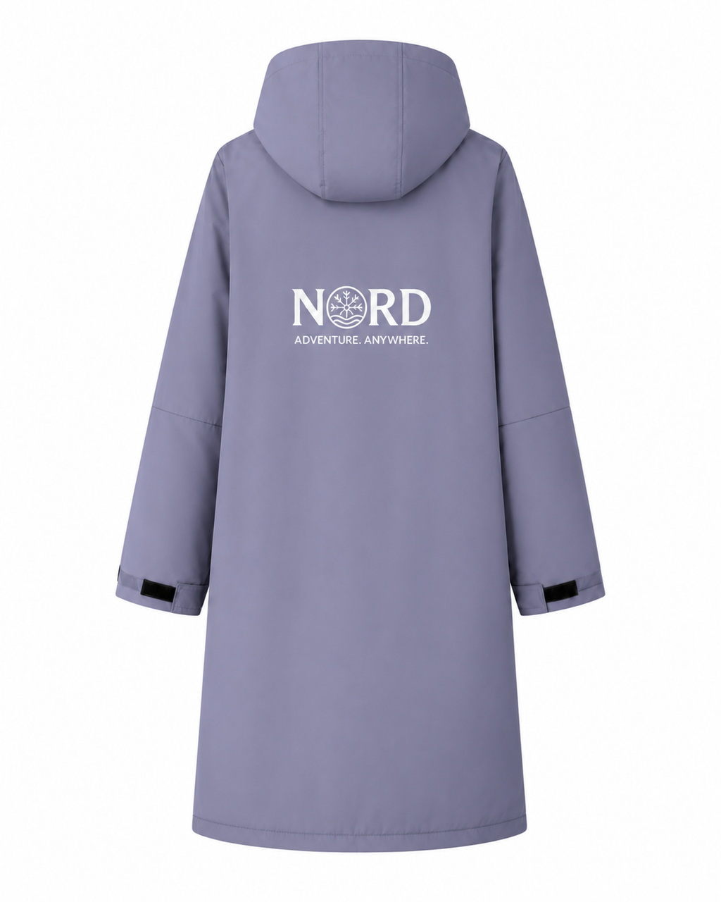 Nord Ullr Expedition changing robe in heather with cream fleece lining, front zip, zipped pockets and Nord embroidered branding