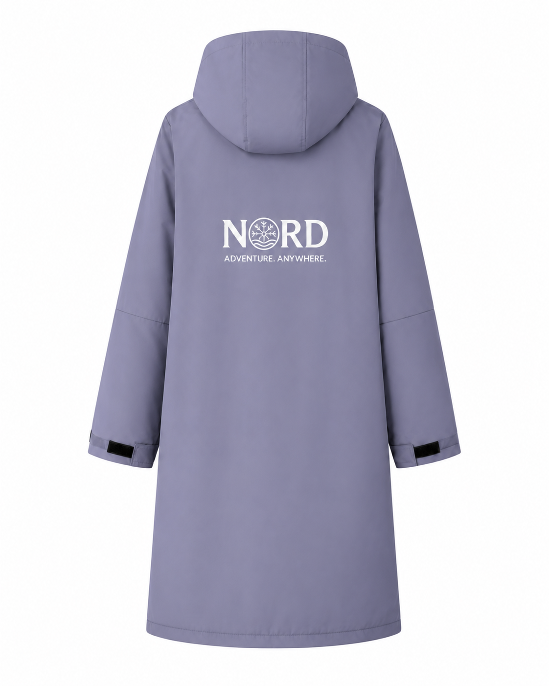 Nord Ullr Expedition changing robe in heather with cream fleece lining, front zip, zipped pockets and Nord embroidered branding